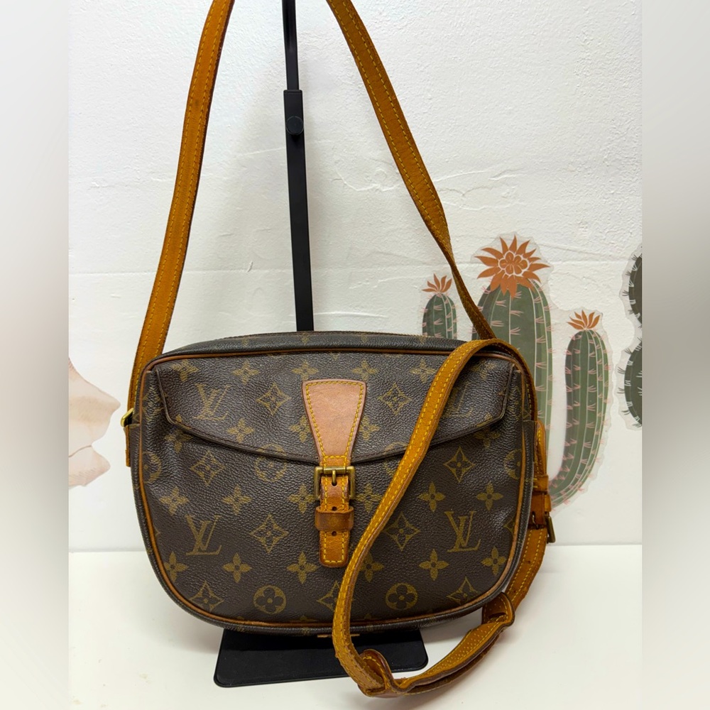Louis Vuitton Brown Monogram Crossbody Bag with Tan Leather Trim